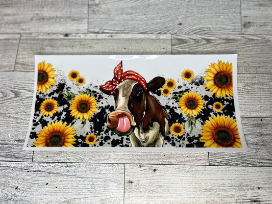 Uv 16 0z wrap Sunflowers Cow